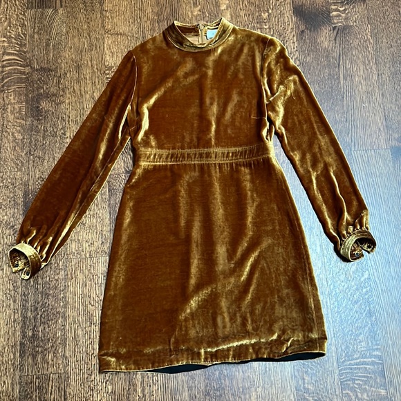 A.L.C. Gold velvet mini dress - Picture 3 of 4